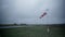 A wind flag in cloudy weather on the runway.