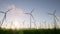 Wind generator grass dawn Electric farm Technology development windfarm ecology concept 3d
