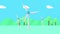 Wind generators in action, loopable cartoon animation