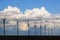 Wind Generators Silhouetted in the Evening