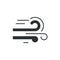 Wind glyph black icon. Green energy vector pictogram. Eco friendly symbol. Airflow. Natural cataclysm. Button for web page, app,