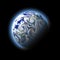 wind hurricane heap over blue planet with atmosphere,