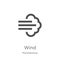 wind icon vector from miscellaneous collection. Thin line wind outline icon vector illustration. Outline, thin line wind icon for