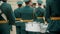 A wind instrument military parade - people in green costumes playing drums