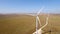 Wind mill electricity power turbine farm field hd aerial.