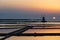 Wind mills at the salt evaporation ponds in the Stagnone Nature Reserve, in Marsala