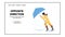 Wind Opposite Direction And Rain Walk Woman Vector