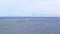 Wind park and Ã˜resund Bridge Baltic Sea seascape