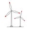 Wind power icon. Windmill symbol on white background. Vector silhouette wind turbine. Flat design