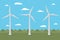 wind power plant stands in the field of green energy renewable resource