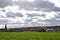 wind power plants behind a village