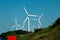 Wind power stations on a background of blue sky