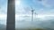 Wind power windmills, morning fog, tilt, 4k