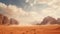 The wind raises the dust in Wadi Rum, Sahara or Arabian desert