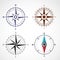 Wind rose compass flat vector symbols set
