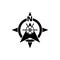 Wind rose compass icon. Black Nautical logo or icon