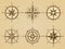 Wind rose. Nautical marine travel symbols for ancient ocean navigation map vector retro symbols