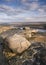 Wind shaped boulders on yorkshire moorland