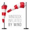 Wind Speed Flag Vector. Inflated By Wind On A Pole. 3D Weather Windsock Isolated Illustration