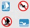 Wind-surfing and swimming icons.