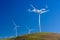 Wind turbine with 3 blades in a field of grass