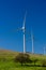 Wind turbine with 3 blades in a field of grass