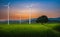 Wind Turbine for alternative energy in green rice field
