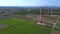 Wind turbine assembly construction site in a rural area