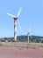 Wind turbine on a clear blue sky, at Golan Heights, near the border with Syria, Israel