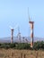 Wind turbine on a clear blue sky, at Golan Heights, near the border with Syria, Israel