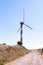 Wind turbine on a clear blue sky, at Golan Heights, near the border with Syria, Israel