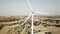 Wind turbine closeup, aerial view