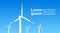 Wind Turbine Energy Renewable Station Over Blue Sky Background