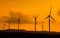 Wind turbine farm silhouette