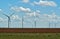 Wind turbine Farm in Sorghum field