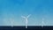 Wind turbine farm, windmill farm propellers rotating in wind Loop Animation Background.