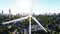 Wind turbine. futuristic city, town. The concept of the future. Aerial view. Super realistic 4k animation.