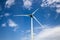 Wind turbine main rotor over blue sky