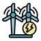 Wind turbine plant icon vector flat