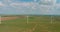 Wind turbine power farm in Texas USA with rows of many windmill renewable energy