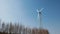 Wind turbine with rotation of the three rotor blades and changing the position of the installation in the wind on the