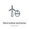 Wind turbine technician outline vector icon. Thin line black wind turbine technician icon, flat vector simple element illustration