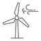 Wind turbine thin line icon, ecology and energy