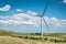 Wind turbine on Whitelee wind farm in Scotland on a summer day.