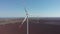 Wind turbines from aerial drone view. Windmills farm for energy production. Wind power turbines generating clean renewable energy