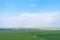 Wind turbines from aerial view. Environment and renewable energy. Aerial photography