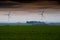 Wind turbines in arable fields