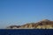 Wind turbines on a barren island in Greece