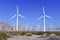 Wind turbines creating renewable energy on windfarm