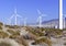 Wind turbines creating renewable energy on windfarm